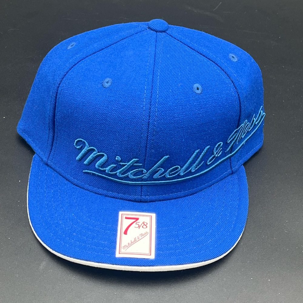 Royal Blue Embroidered Mitchell & Ness Fitted Hat 7 5/8